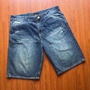 VINTAGE Rocawear Shorts Mens 46 46 Big Blue Denim Jean Baggy Wide Leg Y2K HipHop